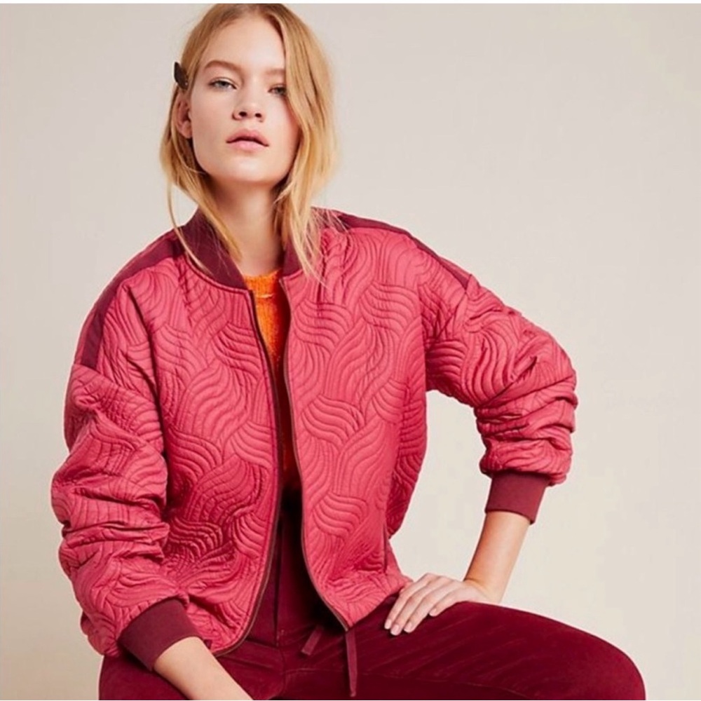 Anthropologie Pink Bomber Jacket